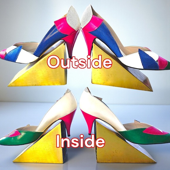 Vintage Enzo Angiolini "Gilda" Colorblock Pumps – Made in Italy – 8.5 M – NEW in - Picture 2 of 15